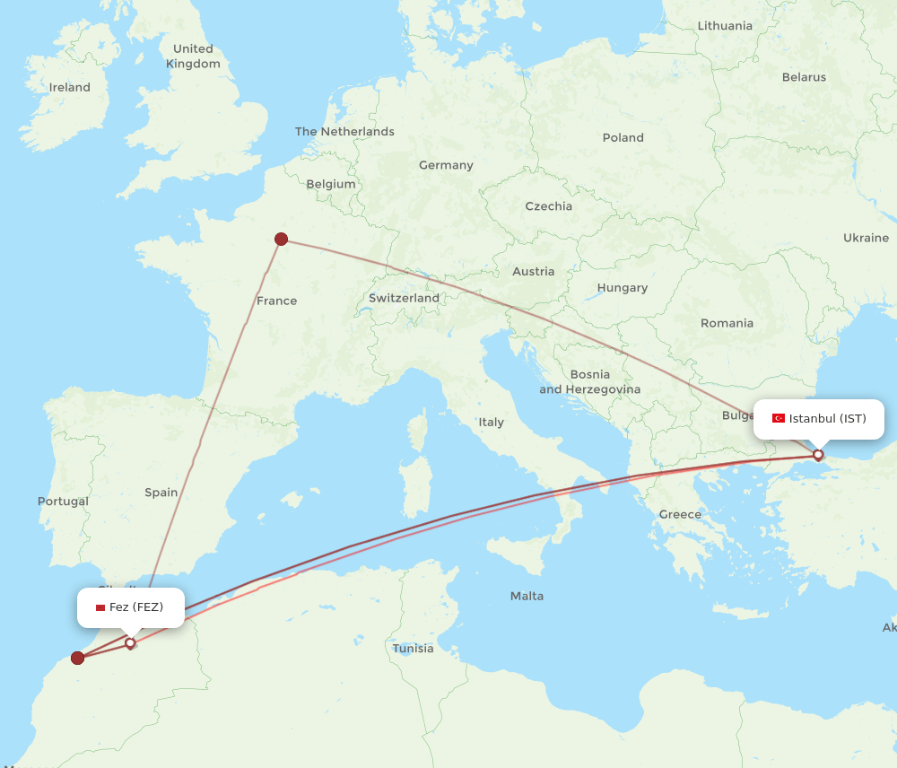 FEZ-IST flight routes