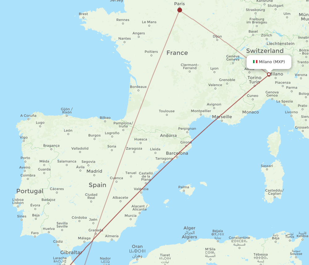 FEZ-MXP flight routes