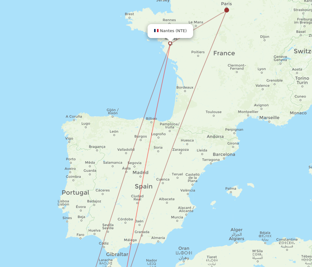 FEZ-NTE flight routes
