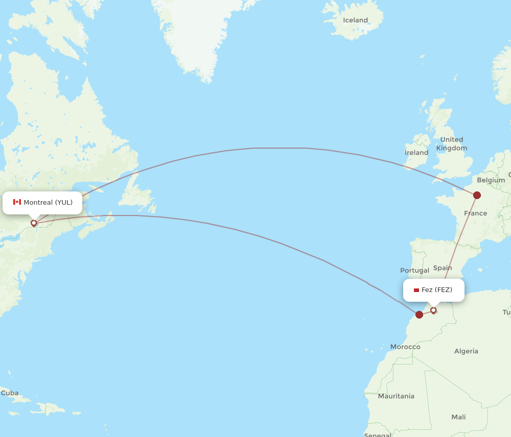 FEZ-YUL flight routes