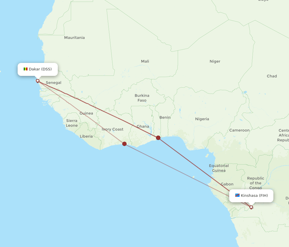 FIH to DSS flights and routes map