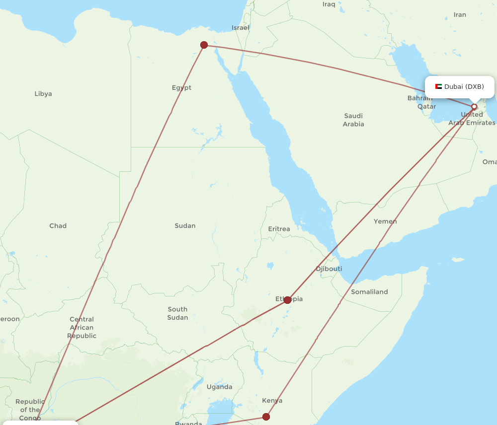 FIH-DXB flight routes