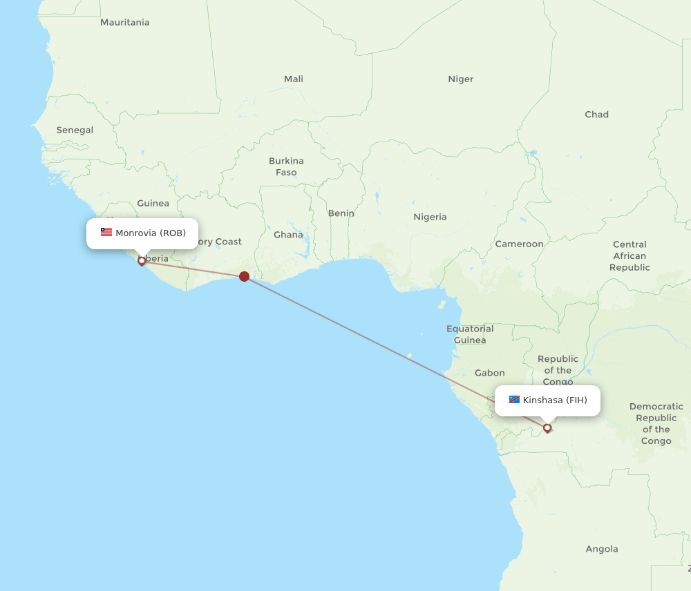 FIH to ROB flights and routes map