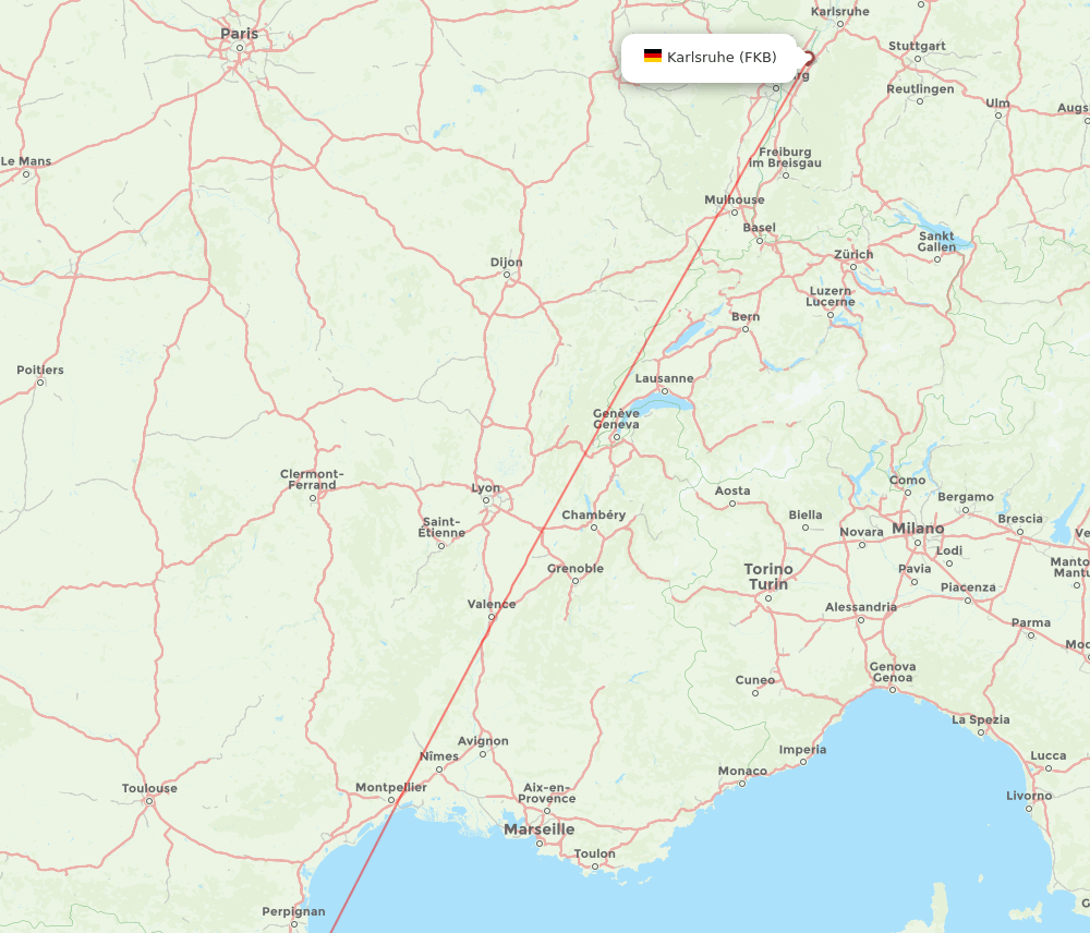 FKB to GRO flights and routes map