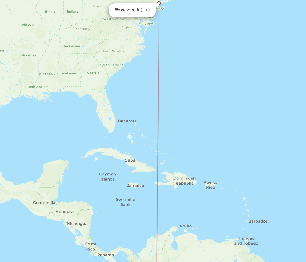 FLA-JFK flight routes