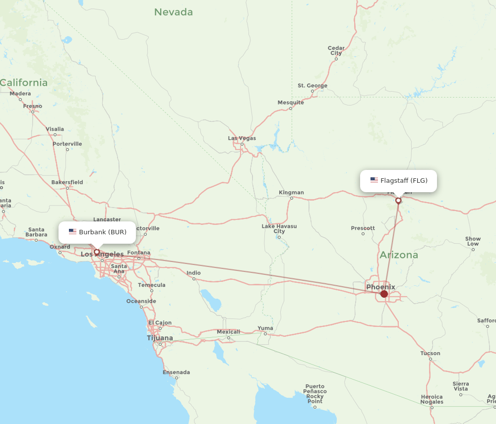 FLG-BUR flight routes