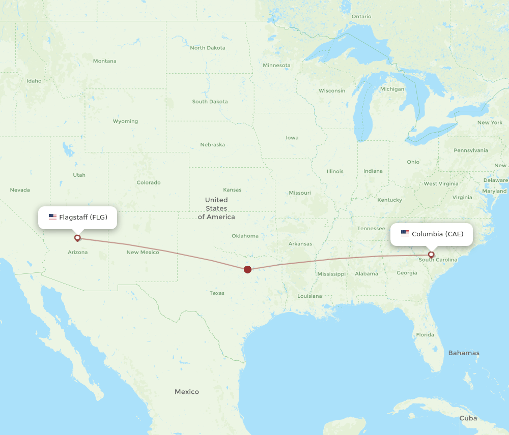 FLG to CAE flights and routes map