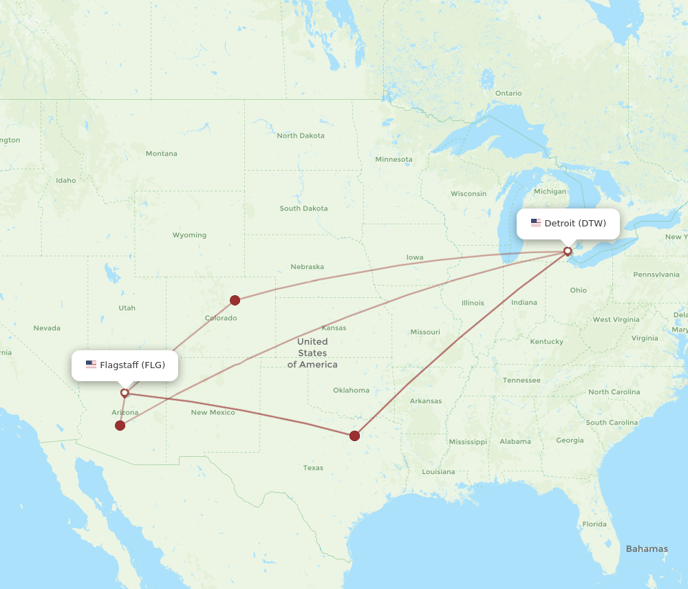 FLG-DTW flight routes