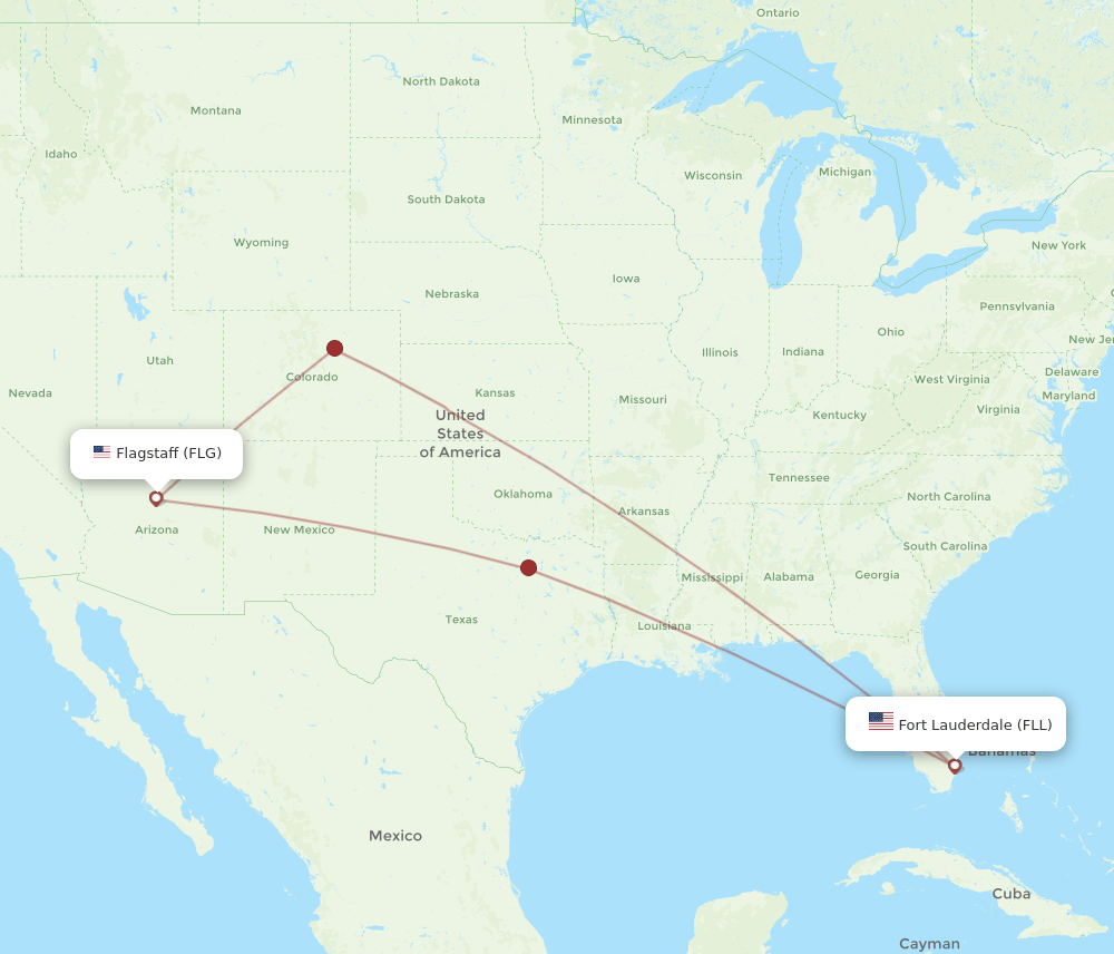 FLG to FLL flights and routes map