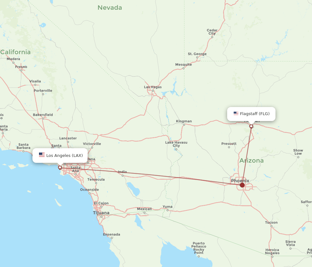 FLG-LAX flight routes