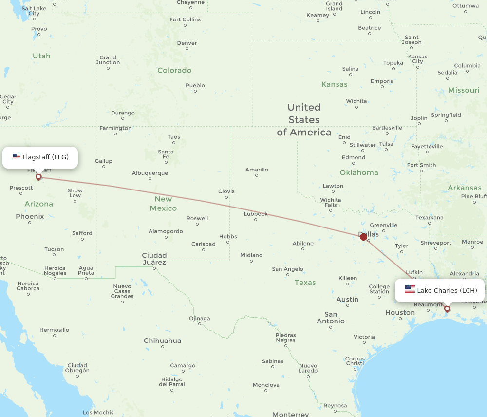 FLG-LCH flight routes