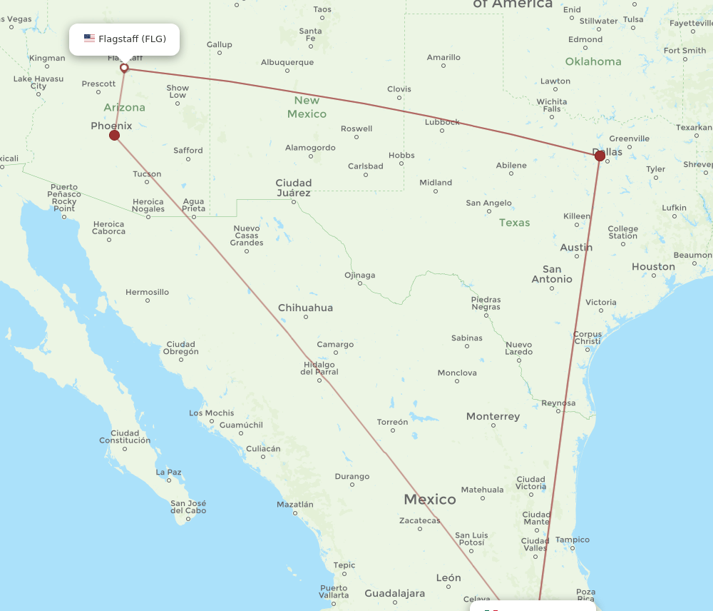 FLG-MEX flight routes