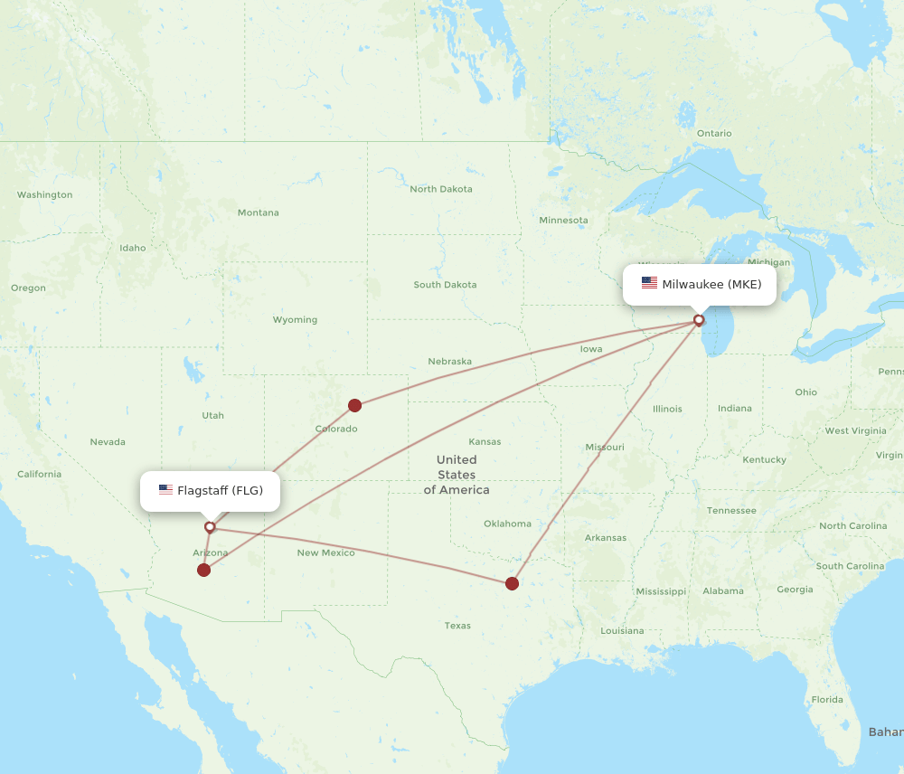 FLG-MKE flight routes