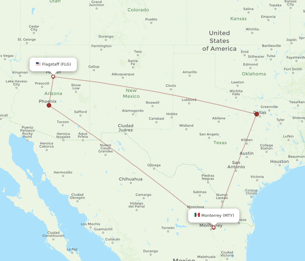 FLG-MTY flight routes