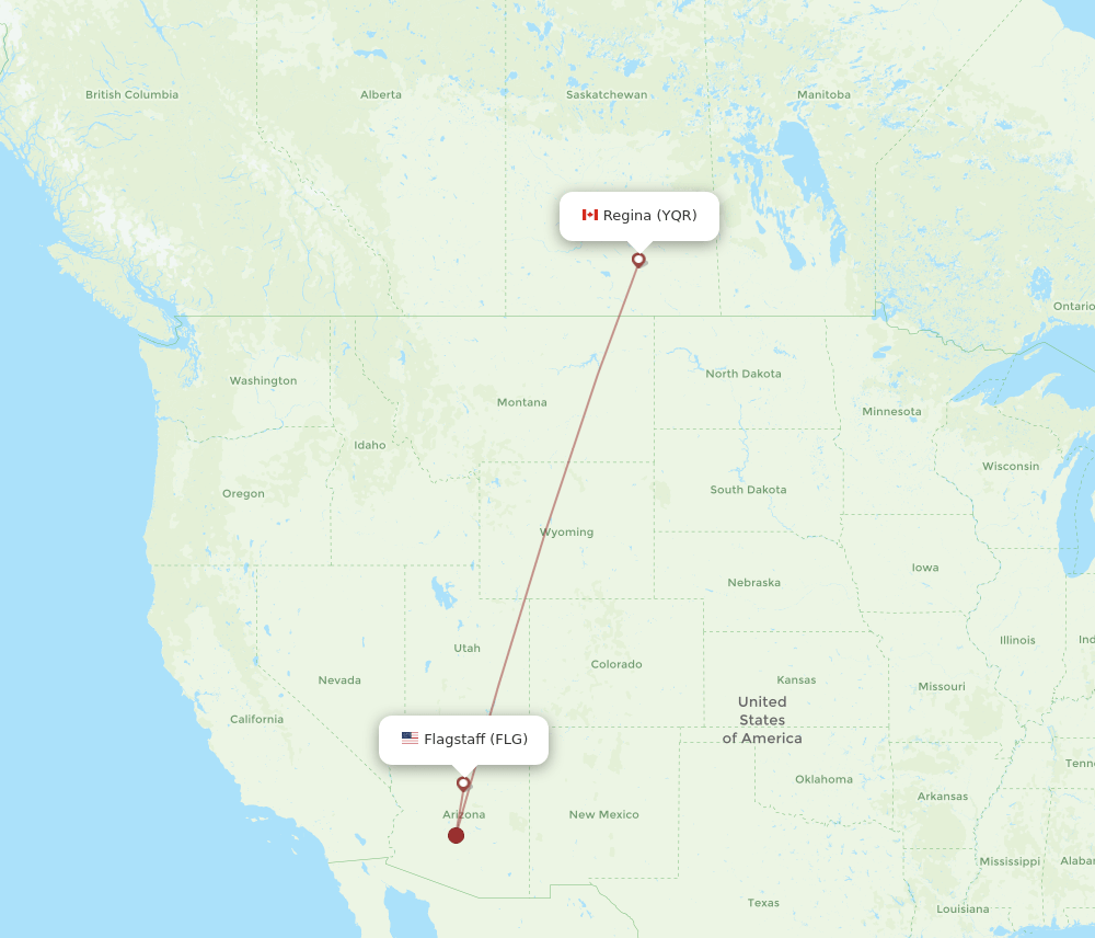 FLG-YQR flight routes