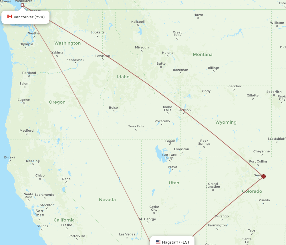 FLG-YVR flight routes