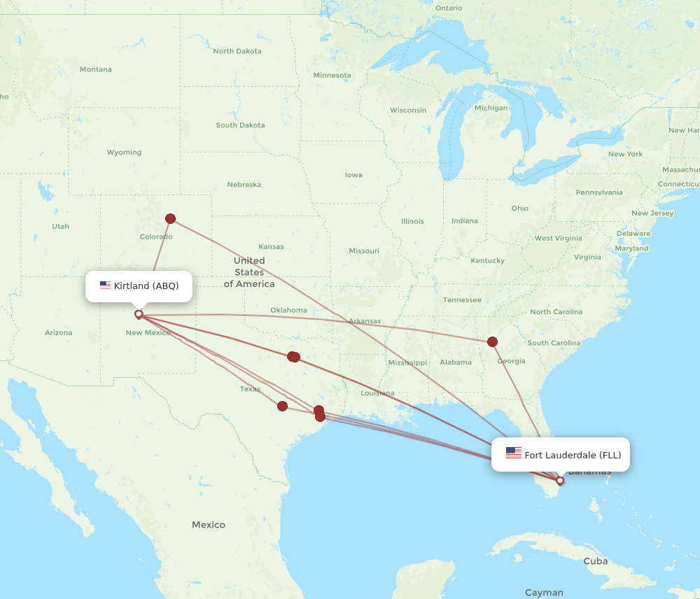 FLL to ABQ flights and routes map
