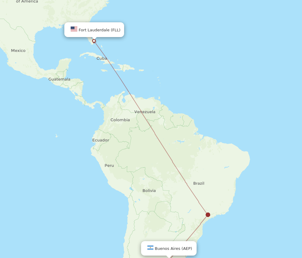 FLL-AEP flight routes