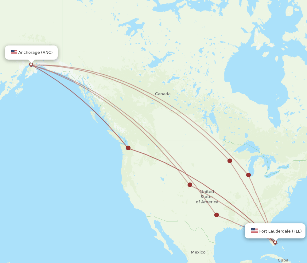 FLL-ANC flight routes