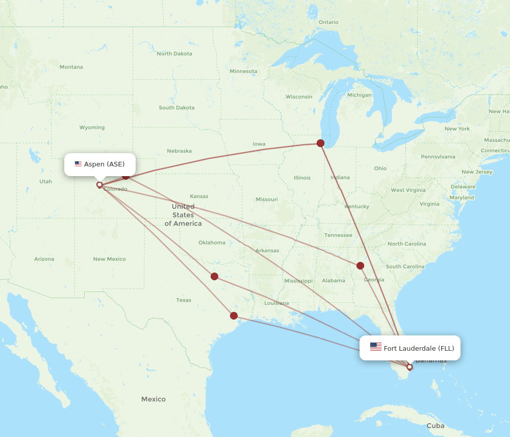 FLL-ASE flight routes