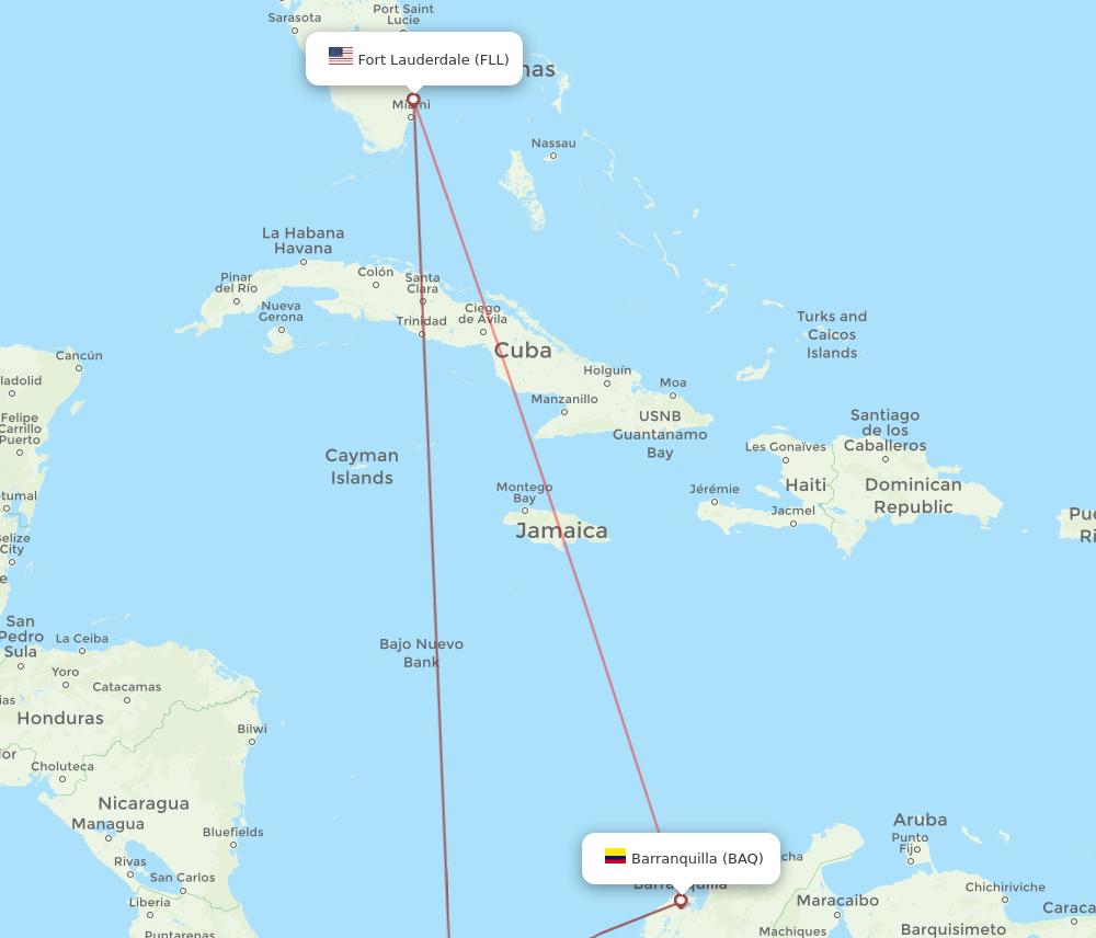 FLL-BAQ flight routes