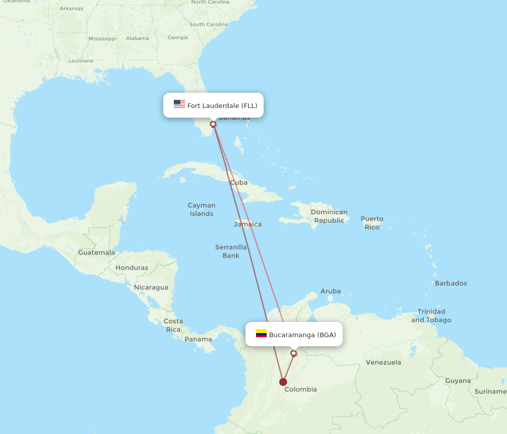 FLL to BGA flights and routes map