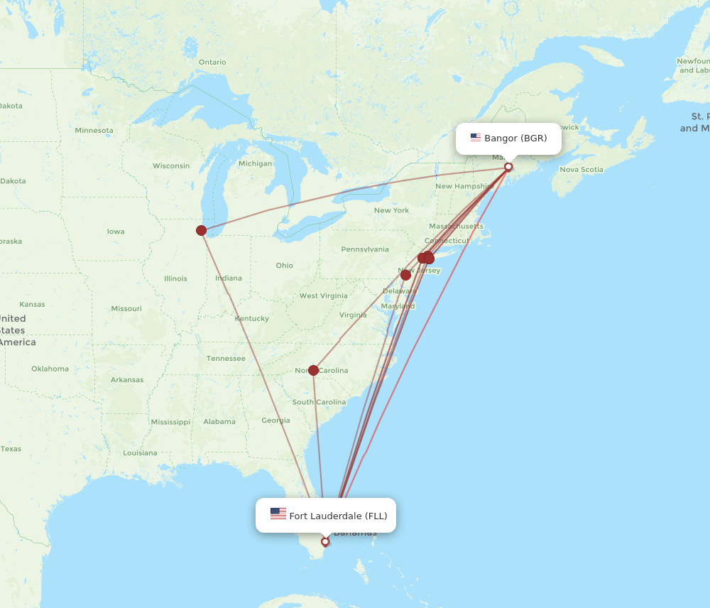 FLL-BGR flight routes