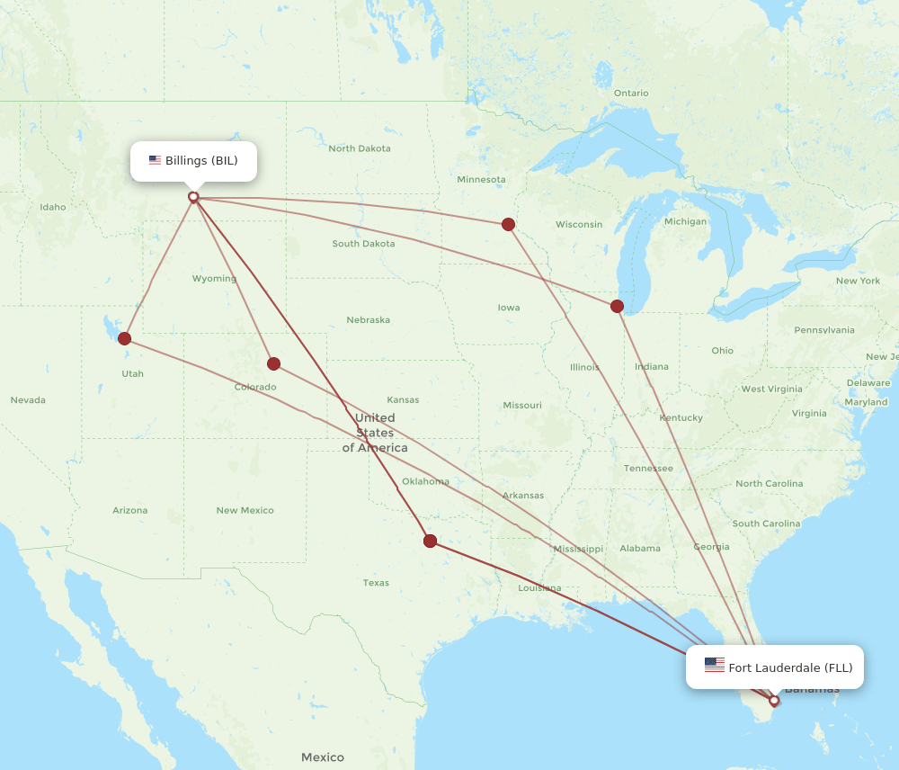 FLL-BIL flight routes