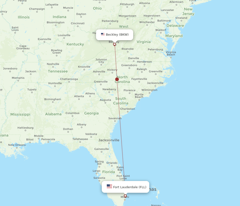 FLL-BKW flight routes