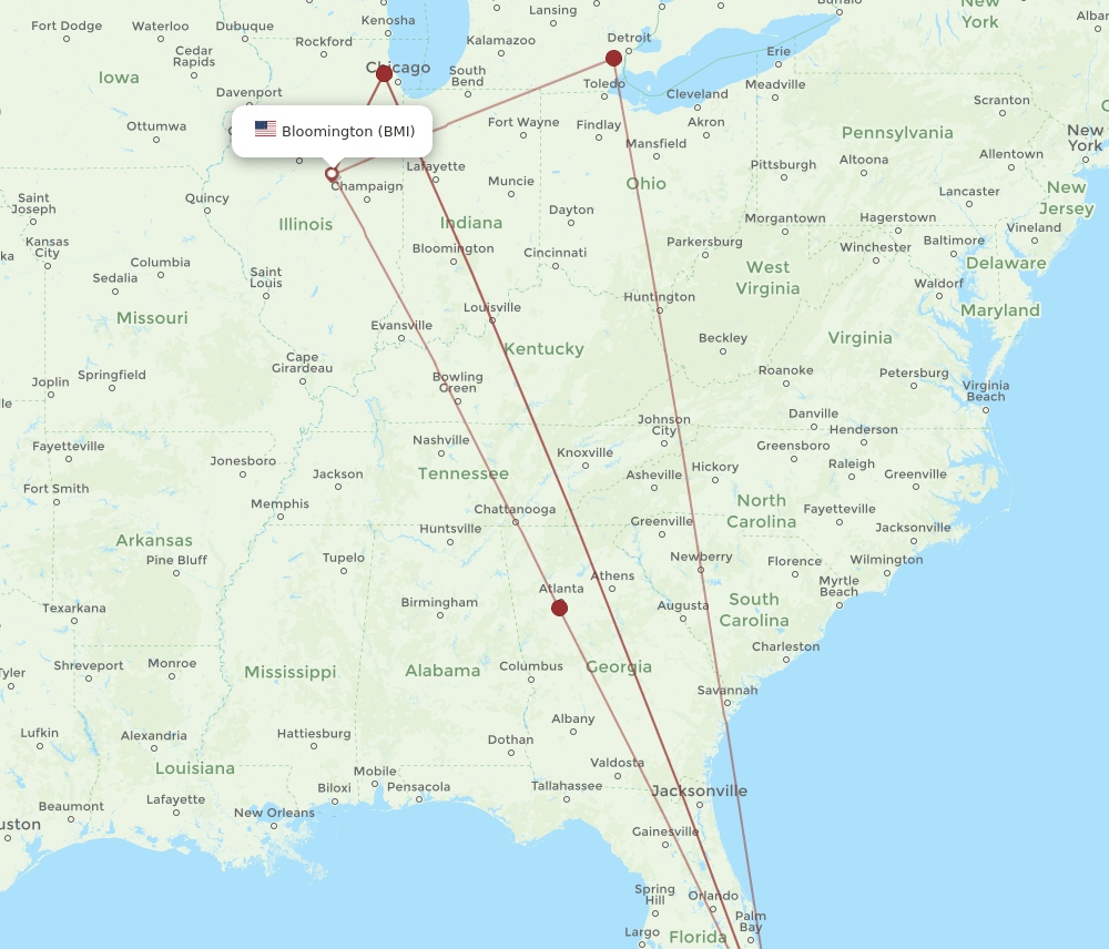 FLL-BMI flight routes