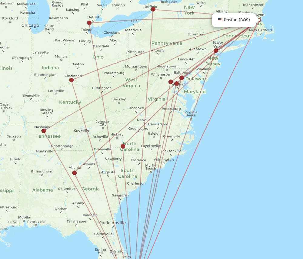 FLL-BOS flight routes