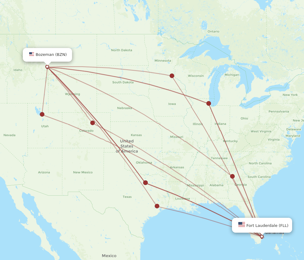 FLL-BZN flight routes