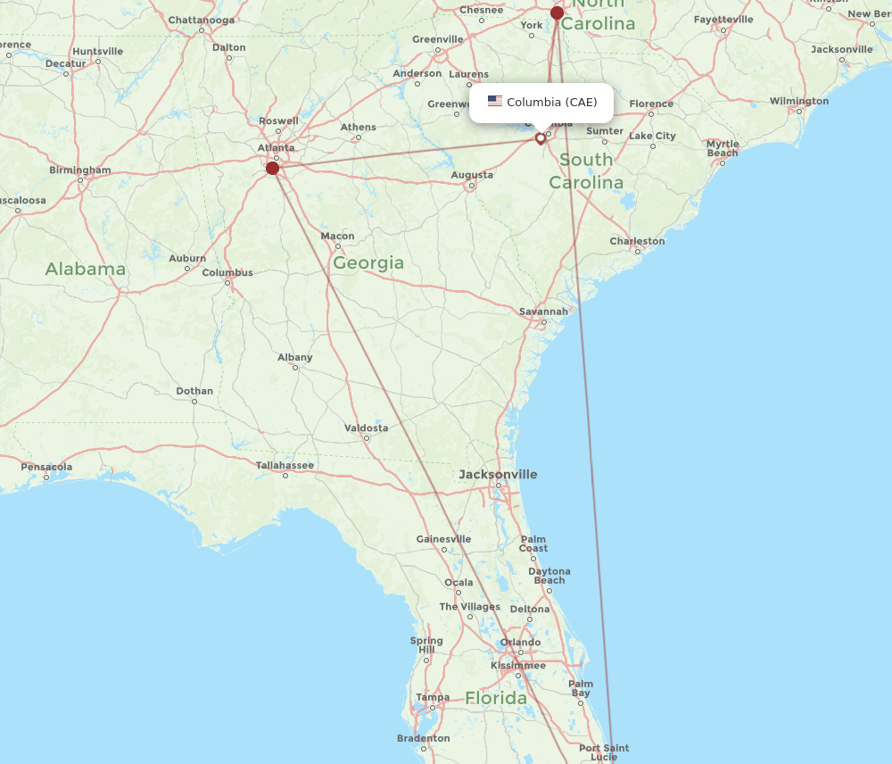 FLL-CAE flight routes