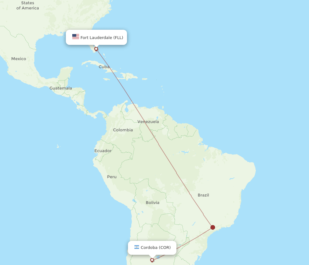 FLL-COR flight routes