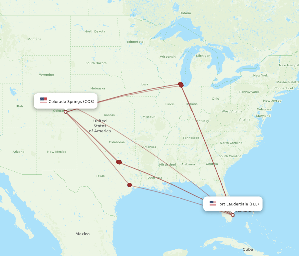 FLL-COS flight routes