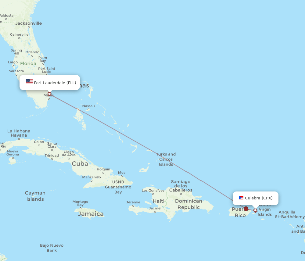 FLL to CPX flights and routes map