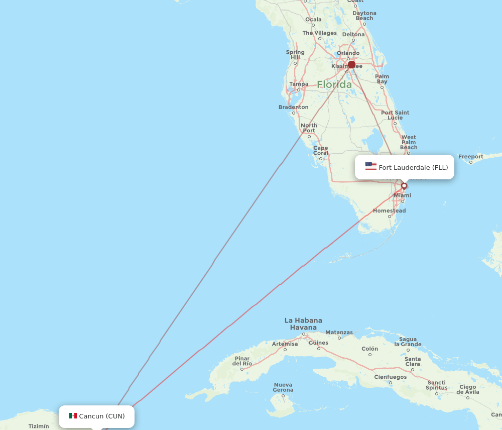 FLL-CUN flight routes