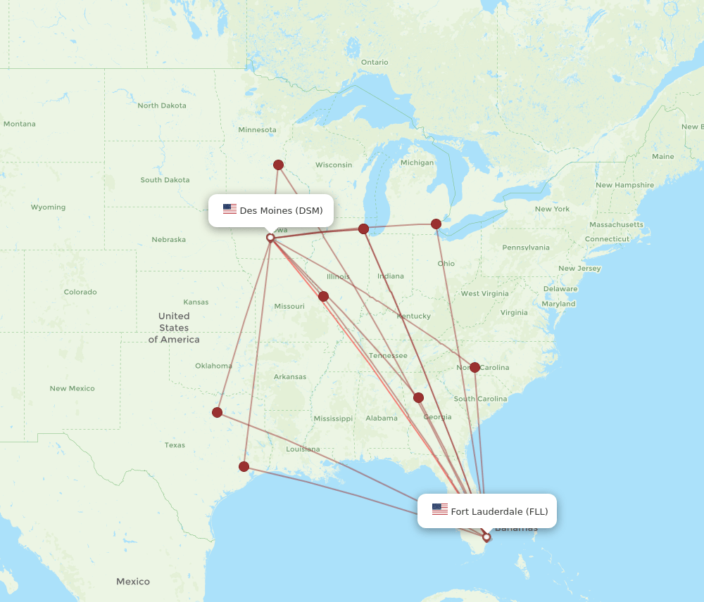 FLL-DSM flight routes