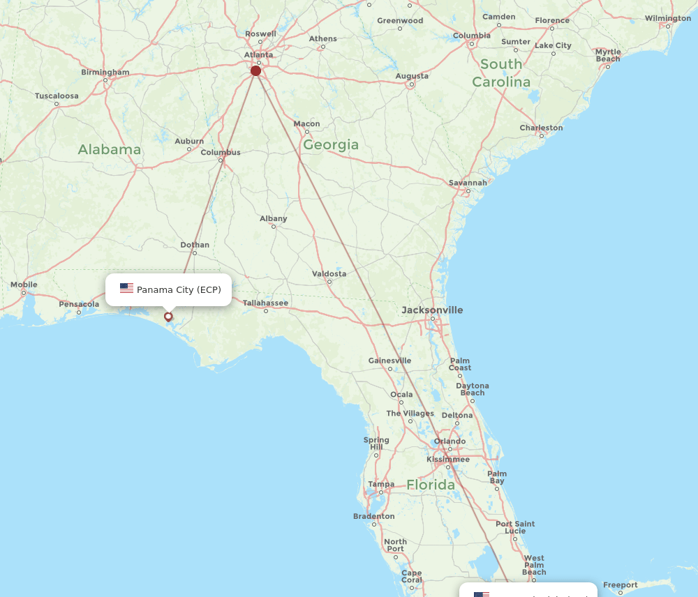 FLL-ECP flight routes