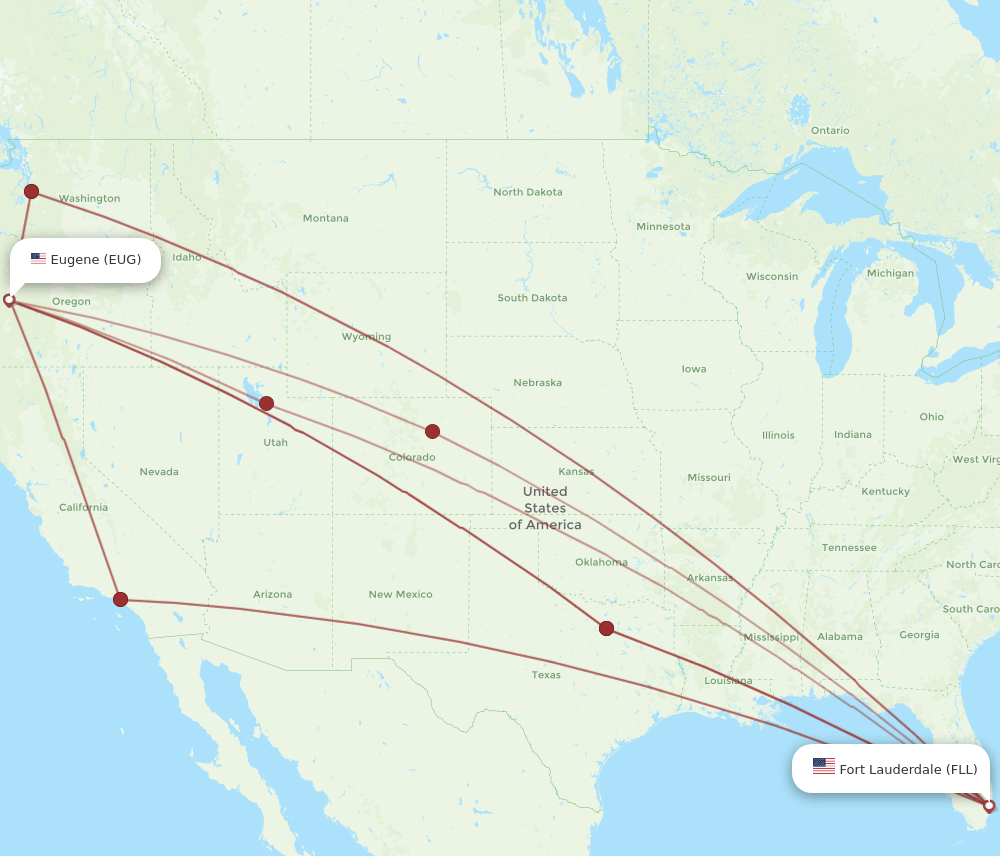 FLL-EUG flight routes