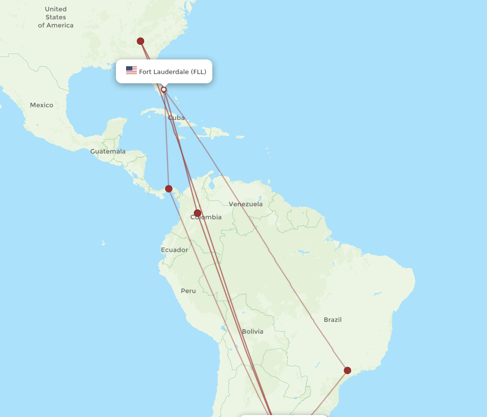 FLL to EZE flights and routes map