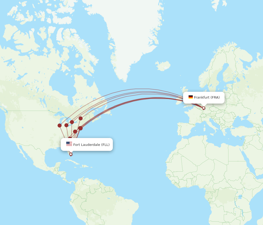 FLL-FRA flight routes