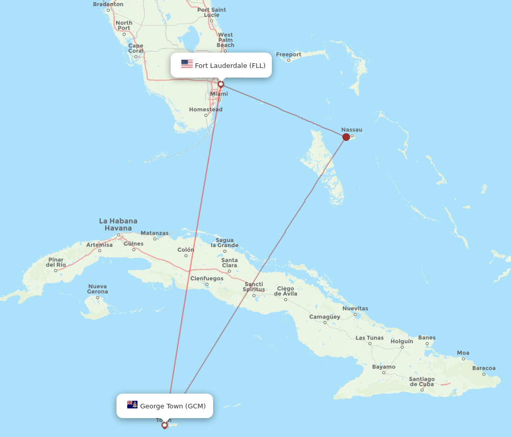 FLL-GCM flight routes
