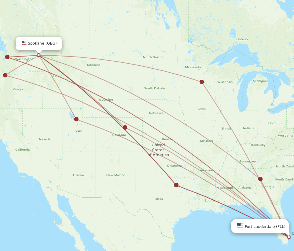 FLL-GEG flight routes