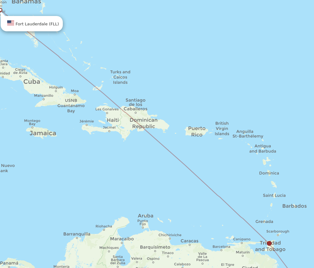 FLL to GEO flights and routes map