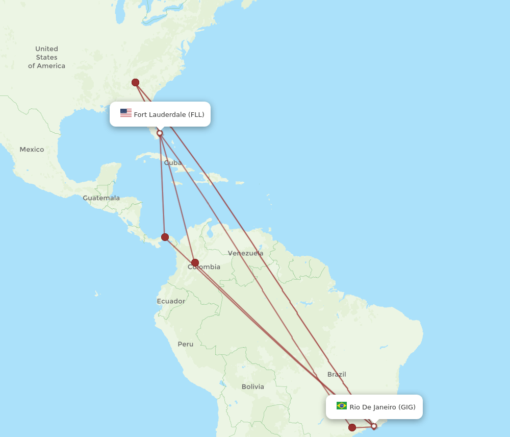 FLL-GIG flight routes