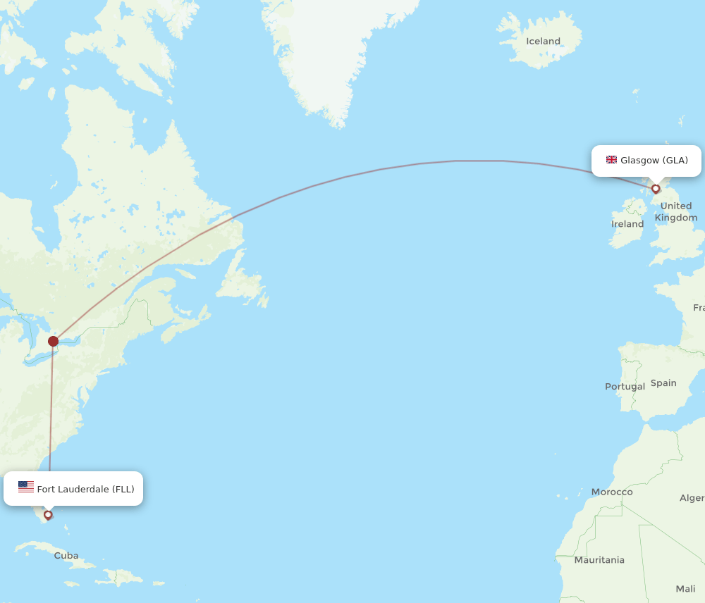 FLL-GLA flight routes