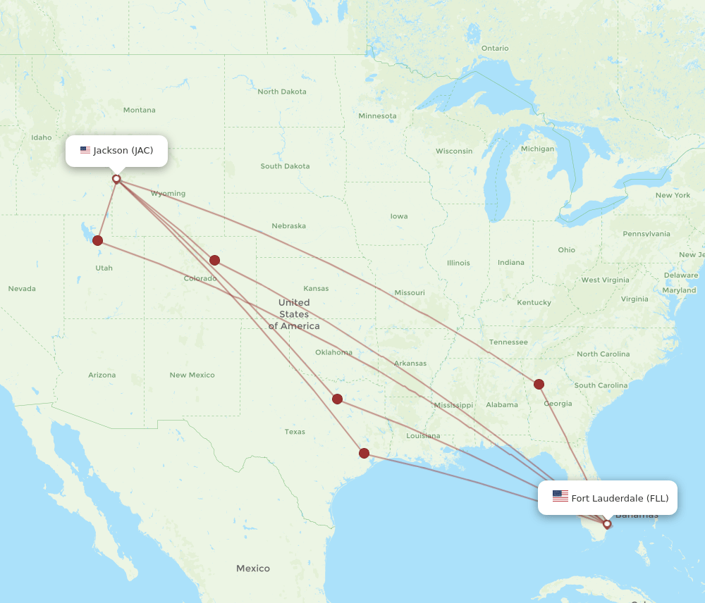 FLL-JAC flight routes