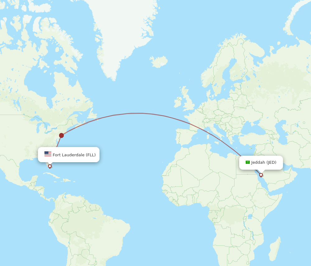 FLL-JED flight routes