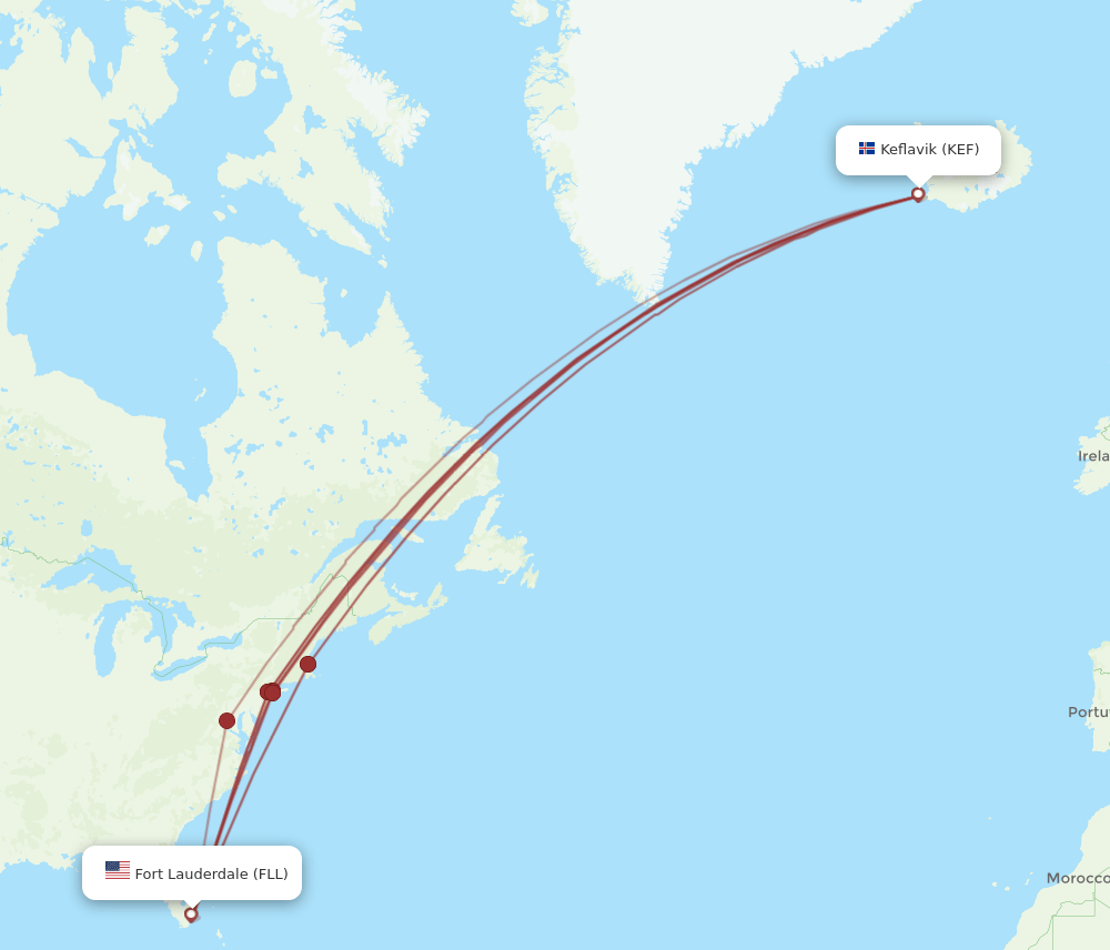 FLL-KEF flight routes